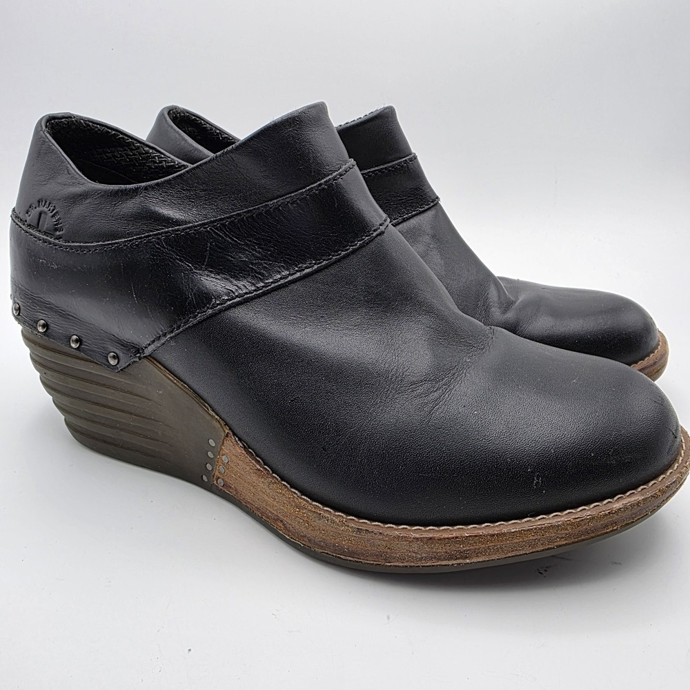 Dr. Martens Chloe Wedge Mules Women's 8 Black Leather Studded Grunge‎ 90s Shoes